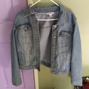 Distressed style jean jacket